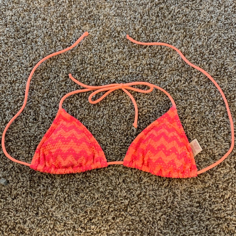 Neon Pink/coral bikini top - size small